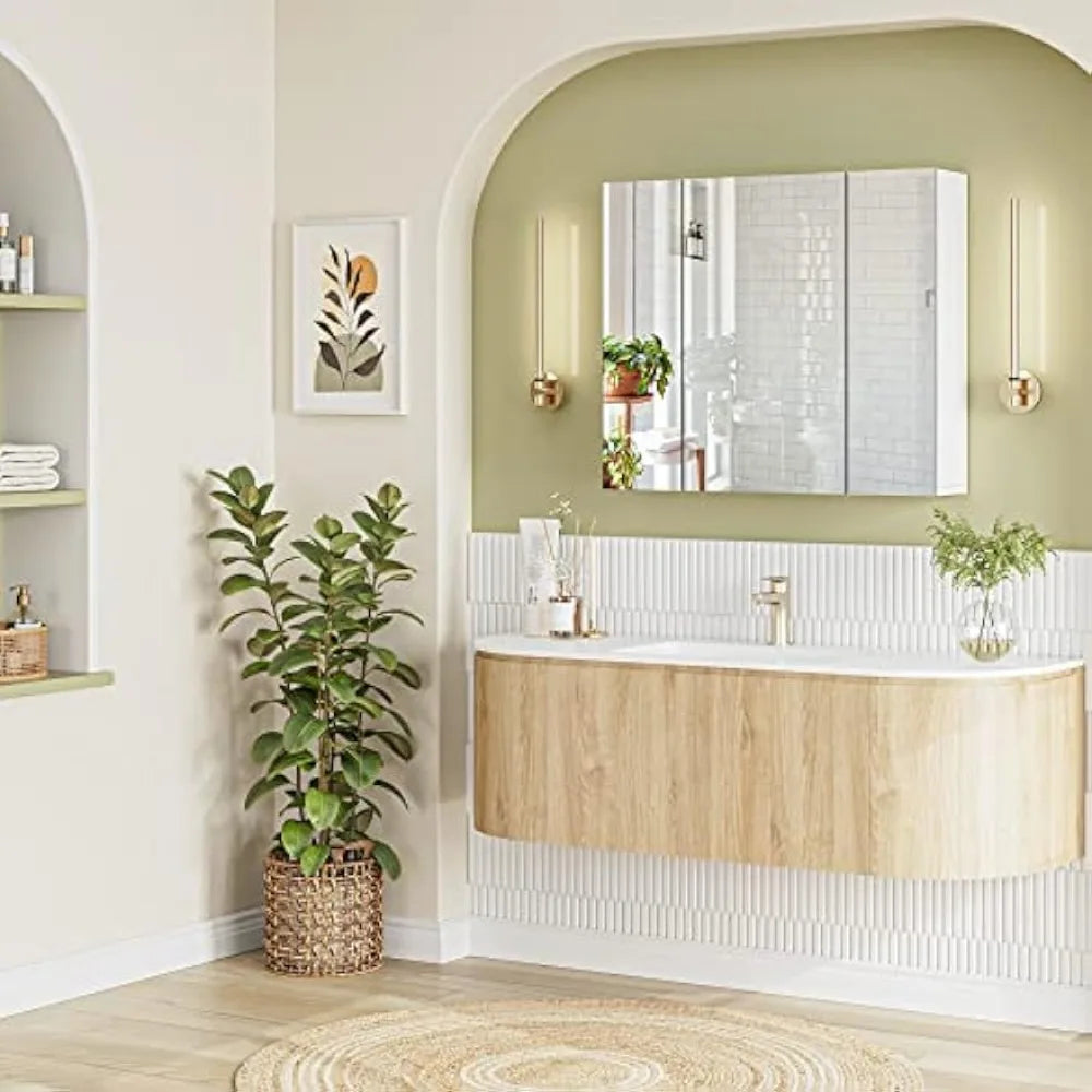 Bathroom Mirror with Storage, 27.6 x 23.6 in