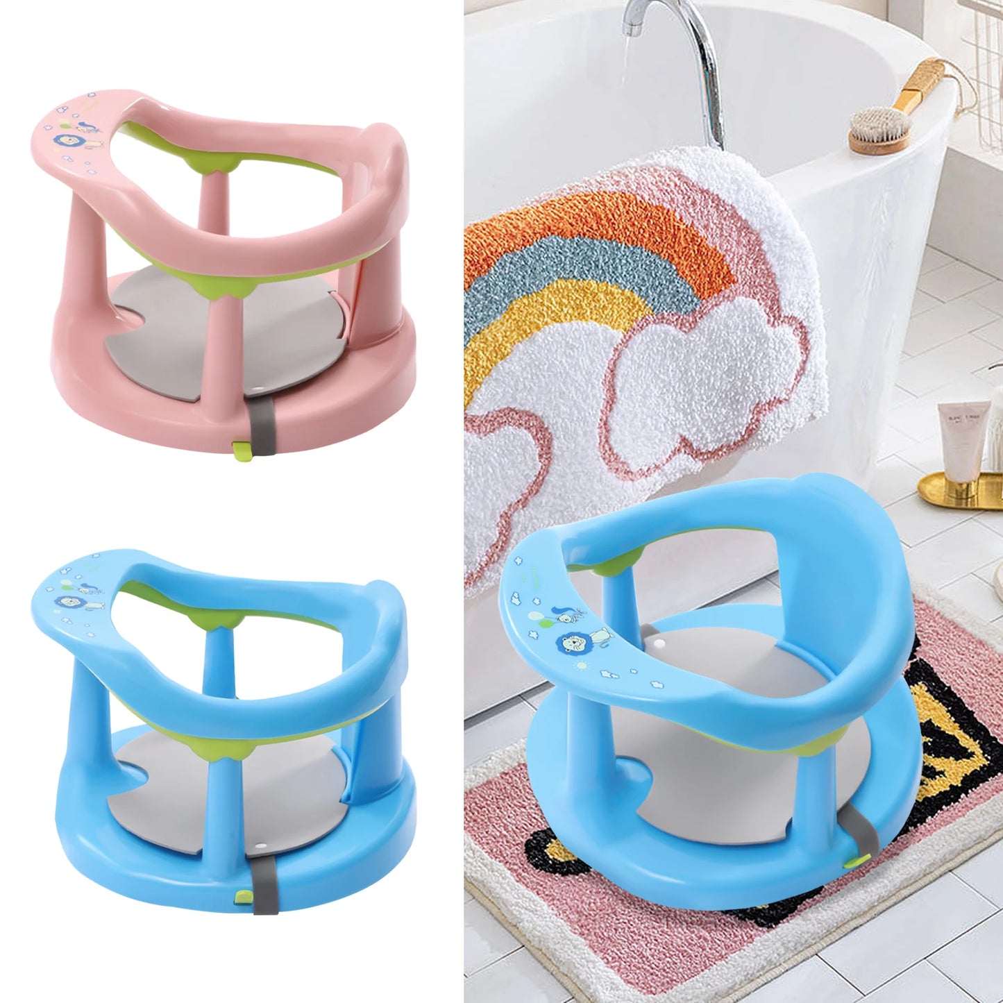 Blue/Pink Anti Slip Baby Bathtub Seat Baby Bath Seat for Tub