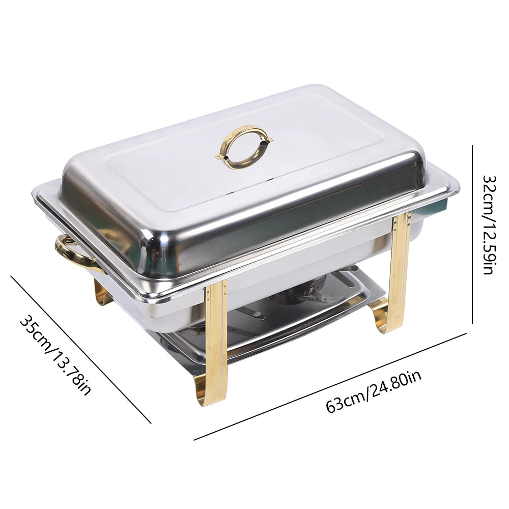 9L Rectangular Food Warmer Chafing Dish Heat Tank Food Insulation