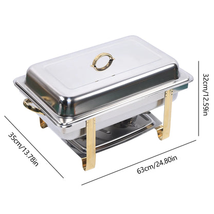 9L Rectangular Food Warmer Chafing Dish Heat Tank Food Insulation