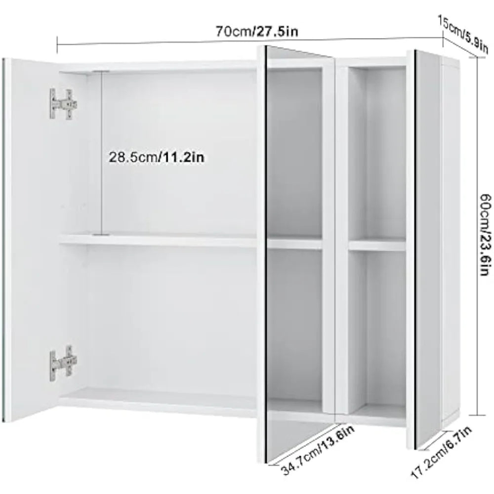 Bathroom Mirror with Storage, 27.6 x 23.6 in