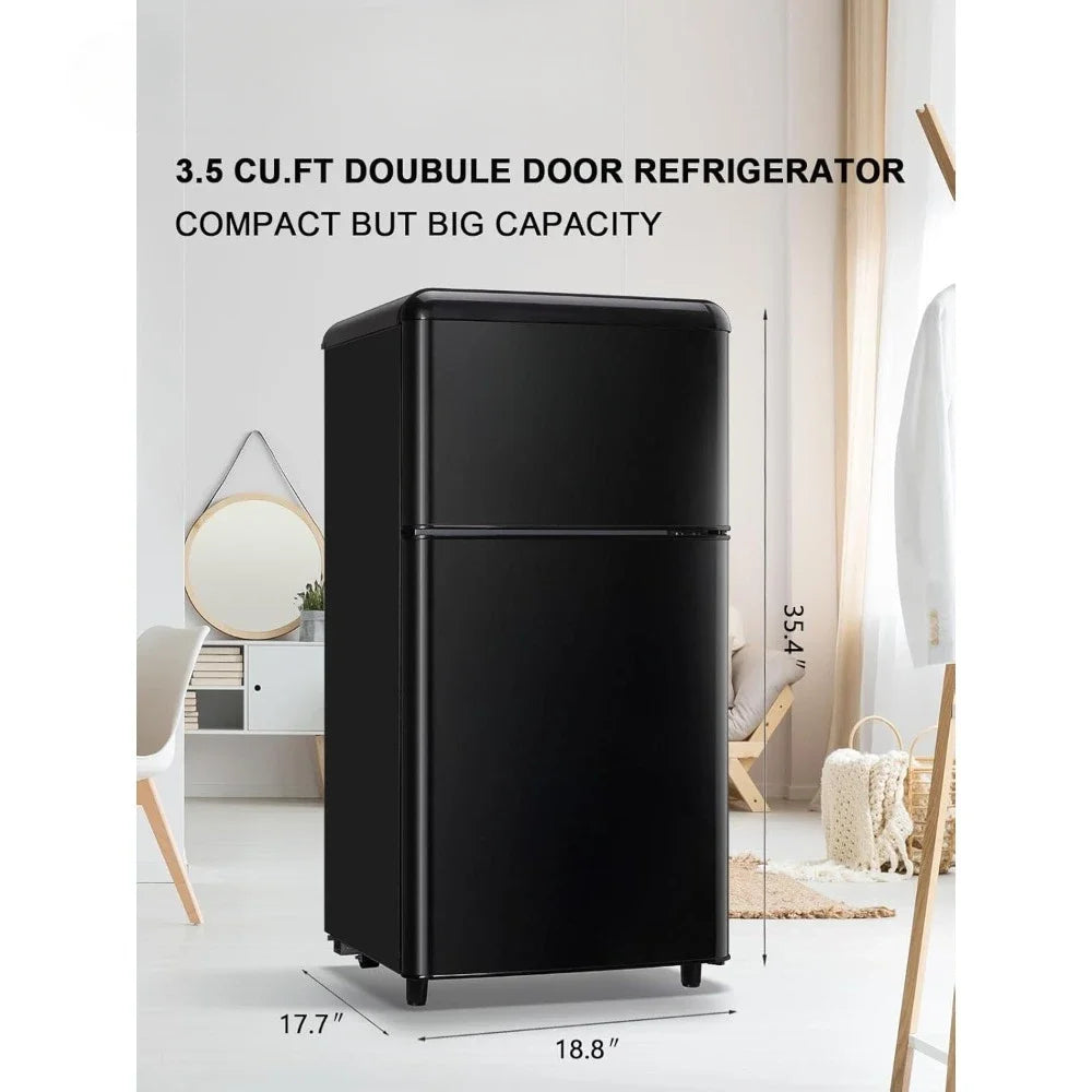 3.5 Cu.Ft Mini Fridge with Freezer, 2 Door Refrigerator with 7 TEMP Modes