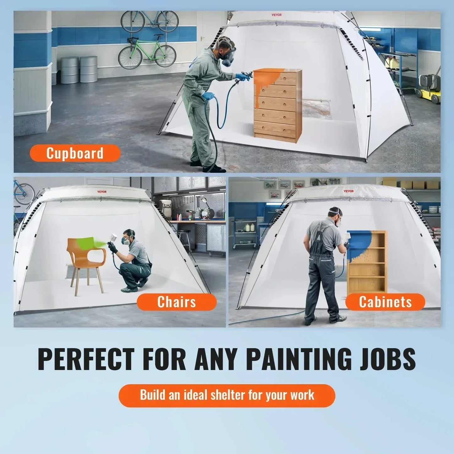 Paint Booth Shelter Portable 7.5x5.2x5.2/10x7x6ft Foldable Spray Painting Tent