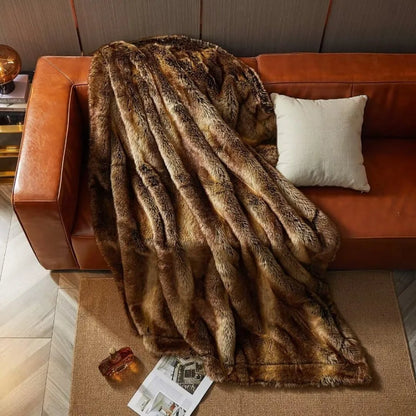 Luxury Faux Fur Blanket - Super Thick Warm Long Fluff Fuzzy Throw
