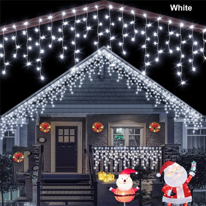 NEW 2024 Christmas Decorations Lights Solar Icicle Curtain Lights 8 Modes