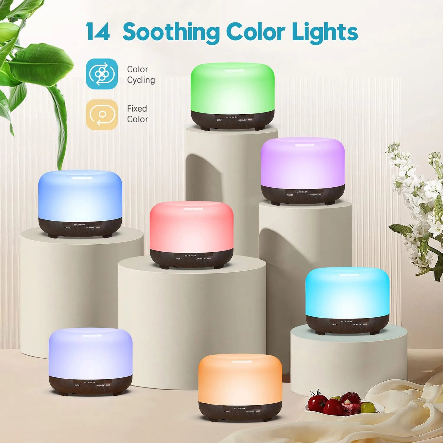 500ML Aromatherapy Oil Diffuser with (Lavender/Rose/Jasmine/Lemon/Hilton/Ocean)