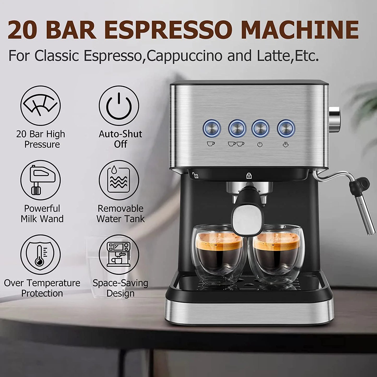 Italian Automatic Semi-automatic Concentrated Extraction Milk Foam Small Coffee Machine