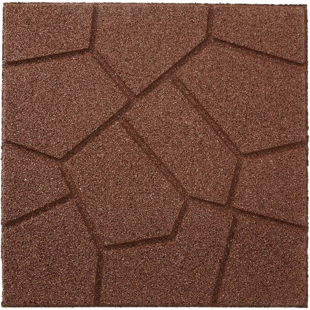 Dual Sided Rubber Paver Tile - 16" X 16" X 3/4" (Brown, 24 Tiles)