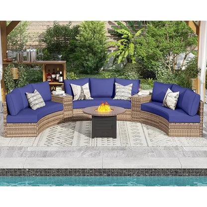 Patio Conversation Set w/ Large Storage Wedge Tempter Glass Table