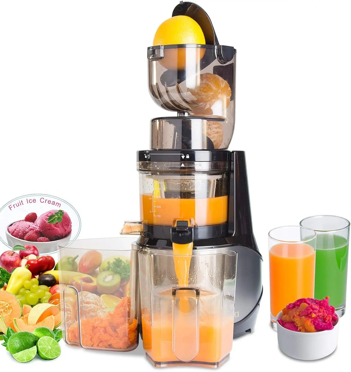 Juicer, Whole Slow Juicer Extractor, Cold Press Juicer Machine Anti-Oxidation for Fruit