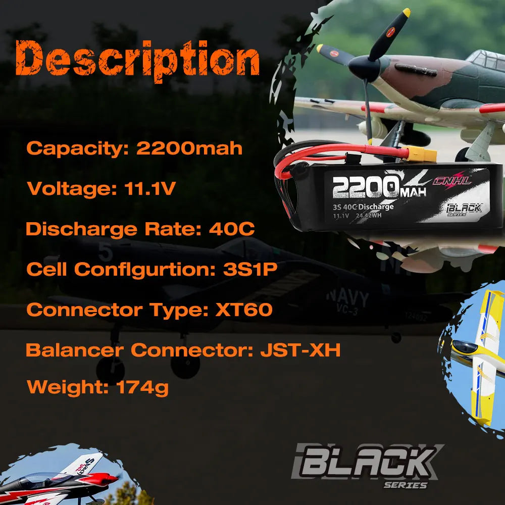 11.1V Lipo Battery 2200mAh 30C 70C With XT60 Plug For RC Airplane Helicopter Dronea