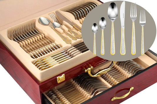 ""Provenza"" 75-Piece Flatware Set, Dining Service For 12, Premium 18/10 Surgical