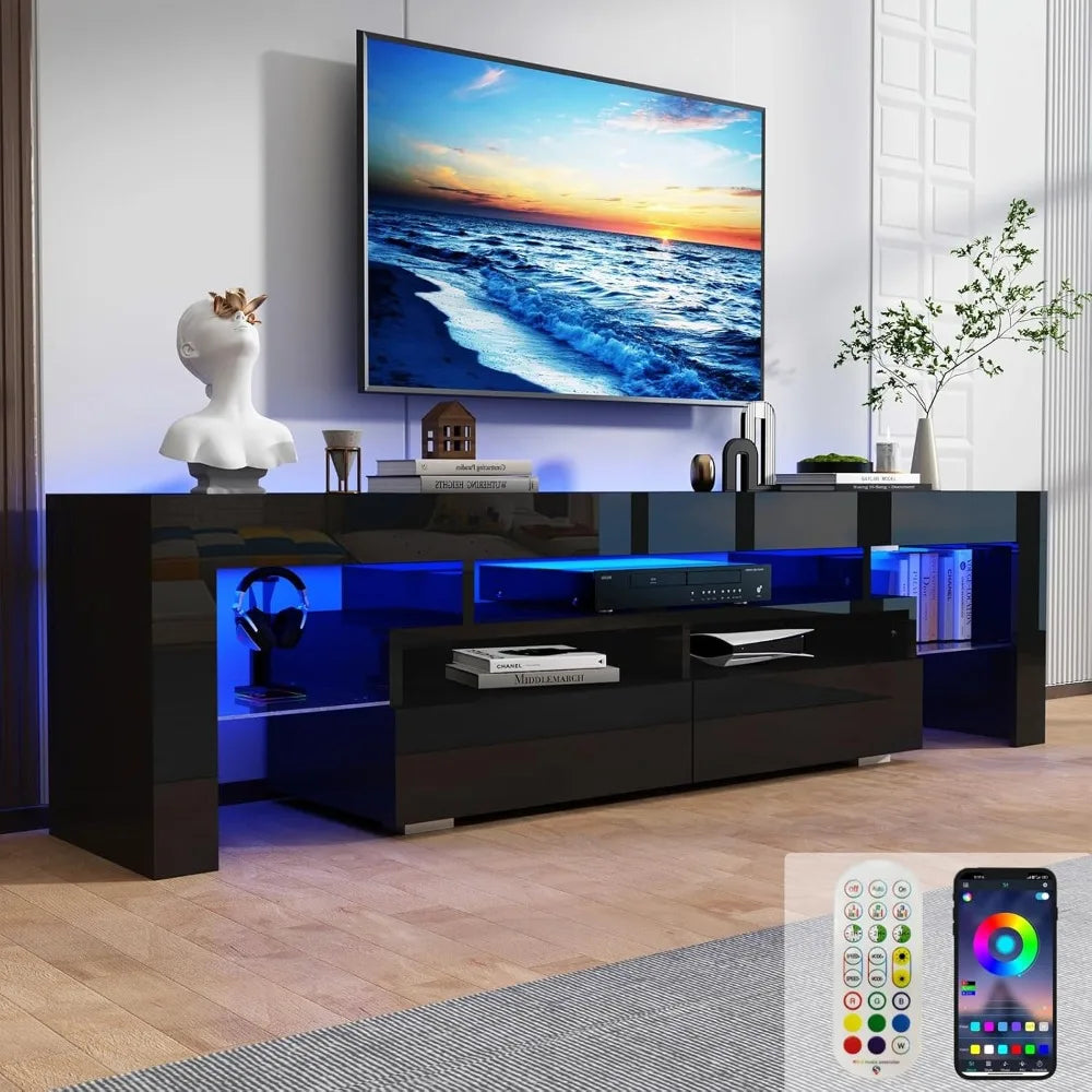 63in TV Stand 65/70 inch TV, Modern LED TV Stand Living Room Storage Drawer