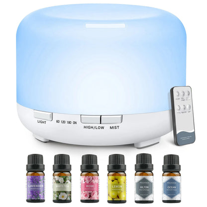 500ML Aromatherapy Oil Diffuser with (Lavender/Rose/Jasmine/Lemon/Hilton/Ocean)