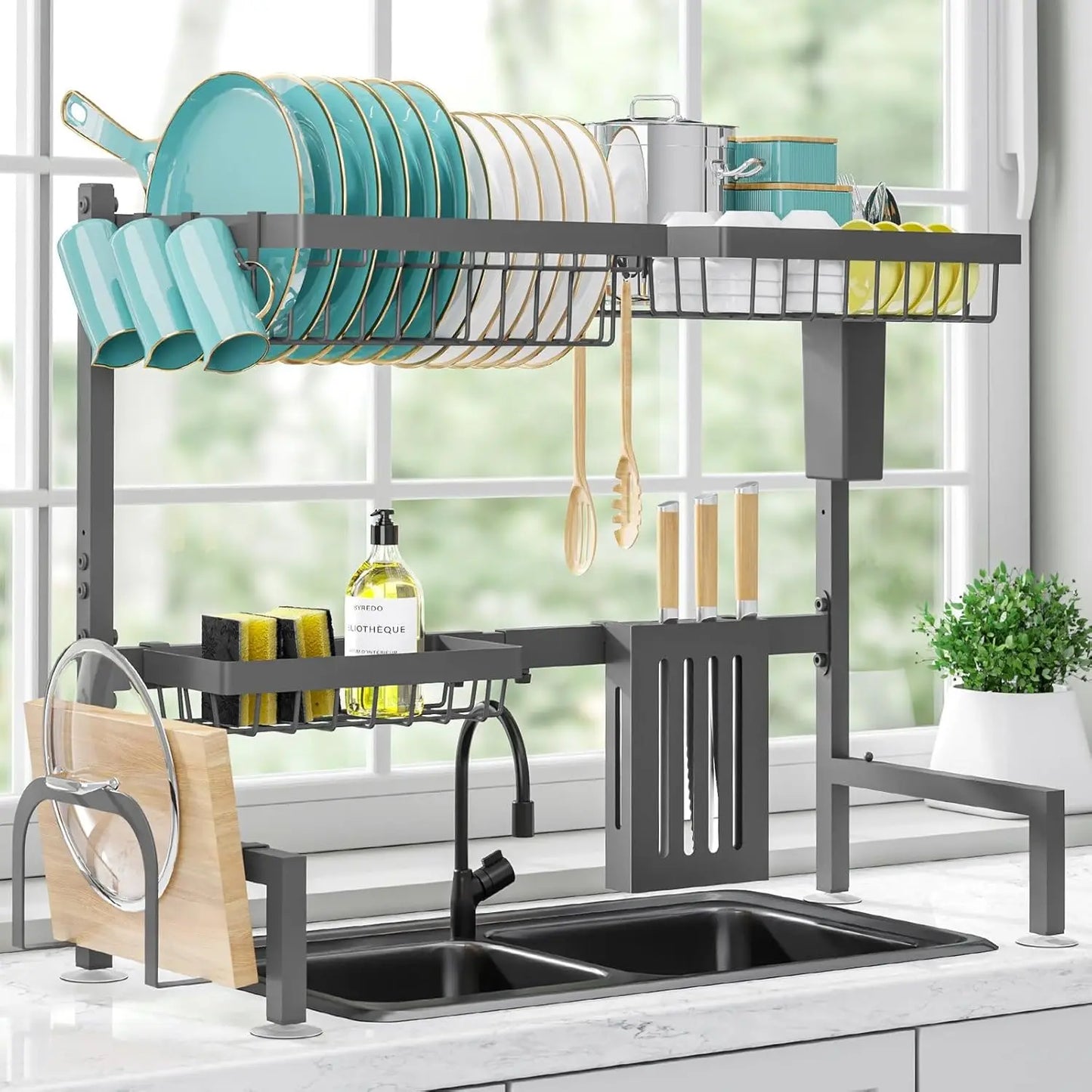 Dish Drying Rack - Dish Draining Drying Rack Over Large Sink (30.0 "to 33.9" W)