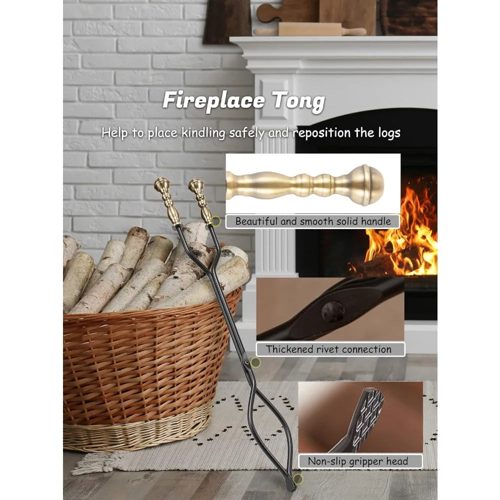 Fireplace Tools Set 5-Pieces Indoor Outdoor Sturdy Fire Place Poker Set