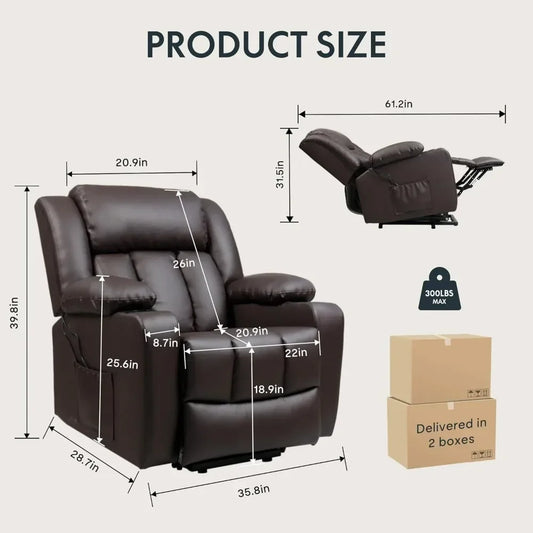 Power Lift Recliner Chair, Electric Leather Lift Recliner Chair W/Massage