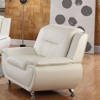 Modern Compact 1-Seat Sofa in White Faux Leather