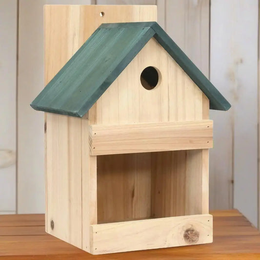 4 Pcs Firwood Bird Houses - 9.1x7.5x13 Outdoor Decor