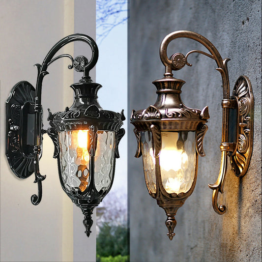 Outdoor Wall Lamp Antique Loft Wood Glass Sconces Vintage