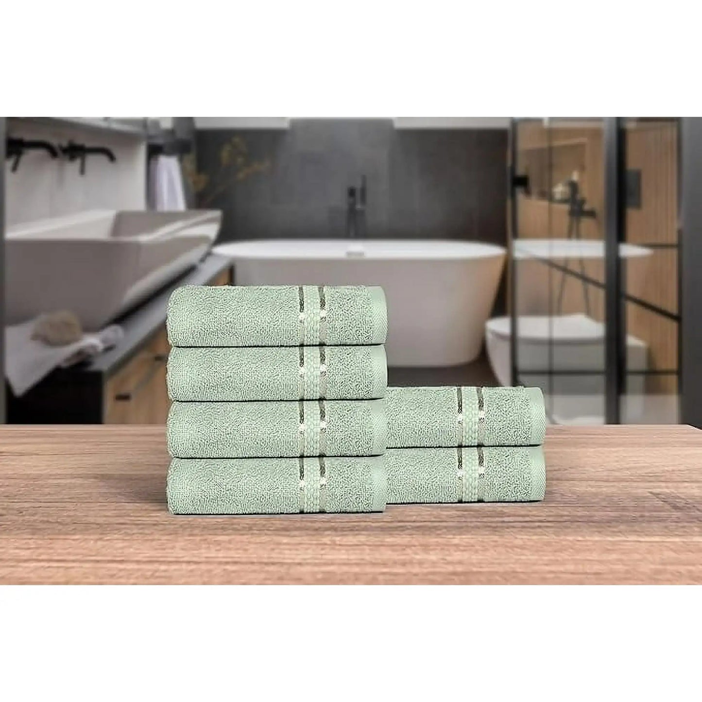 Absorbent Cotton Bath Towel Set 6-Pieces Rich Basic Collection Perfect 16" x 28"