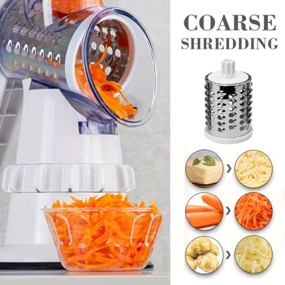 4-In-1 Vegetable Cutter: Rotary Slicer, Grater, Chopper