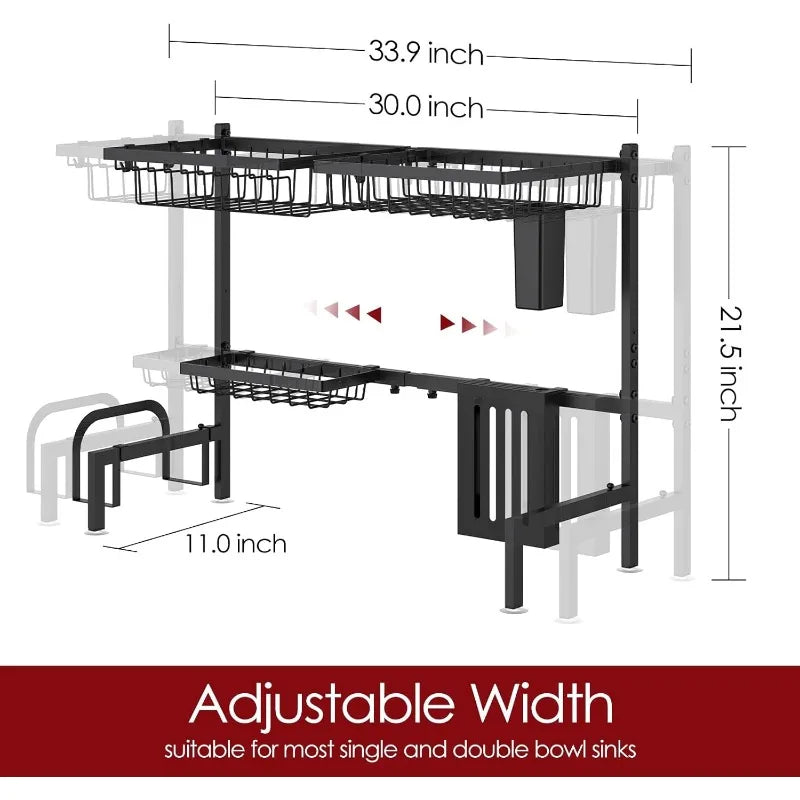 Dish Drying Rack - Dish Draining Drying Rack Over Large Sink (30.0 "to 33.9" W)