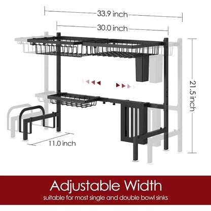 Dish Drying Rack - Dish Draining Drying Rack Over Large Sink (30.0 "to 33.9" W)