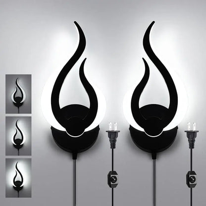 Plug in Wall Sconce Set of 2 Dimmable LED Lamps