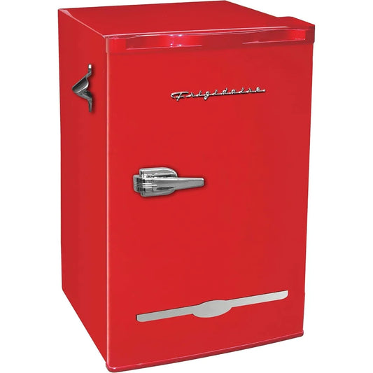 Retro Compact Fridge with Chiller, 3.2 cu ft Countertop with Built-In Bottle Opener