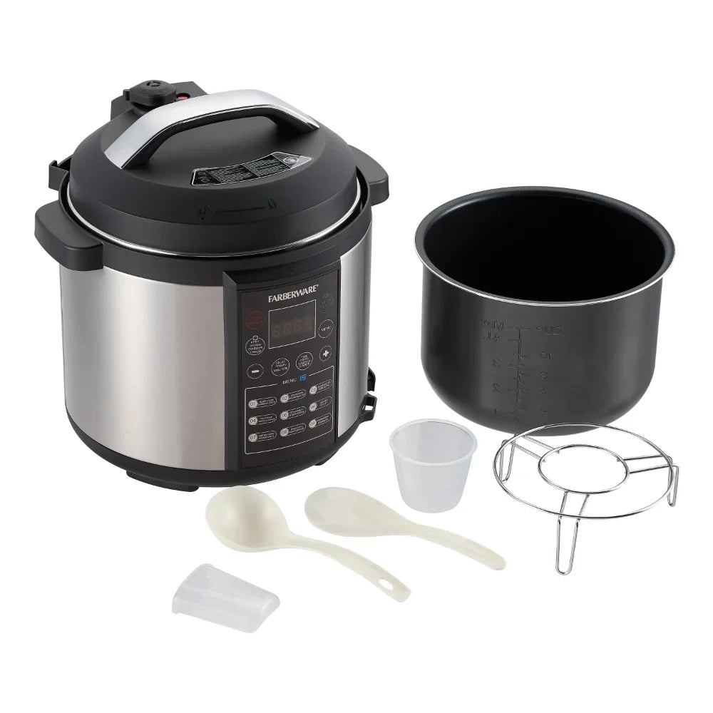 Programmable Digital Pressure Cooker, 6 Quart Rice Cooker Electric Steamer Cooker