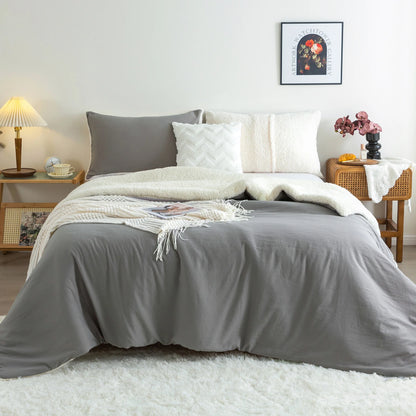 Warm Ultra-Soft Sherpa Bedding Comforters Sets , Light Weight Fluffy Fleece Down Alternative