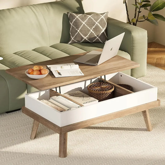 Wood Coffee Table, Lift Top Coffee Table with Hidden Compartment