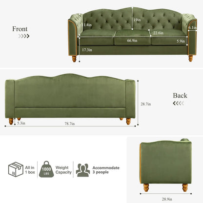 Sofa Bed Button Tufted Comfy Couch Modern Sofa Green