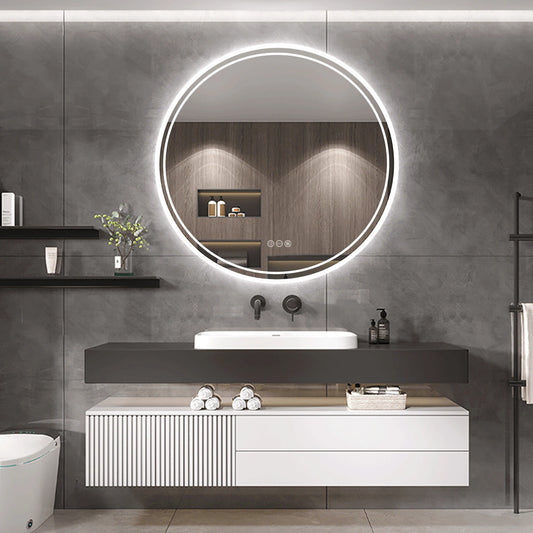 Intelligent Illuminate Big Round Mirror for Bathroom Touch Screen Dimmable