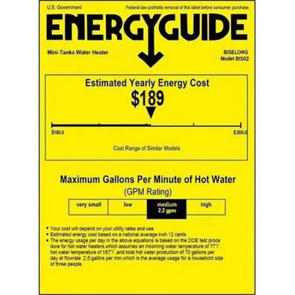 Small 2.5 Gallon Water Heater Stainless Steel 9.5lbs