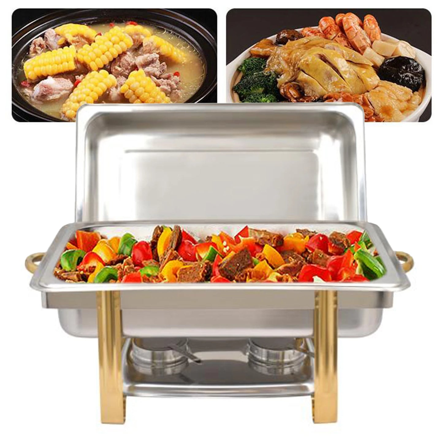 9L Rectangular Food Warmer Chafing Dish Heat Tank Food Insulation