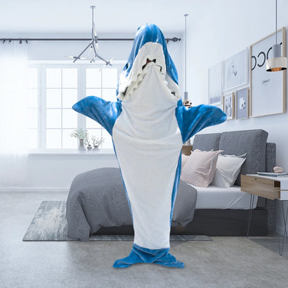 Shark Cartoon Sleeping Bag S, M, L Hooded Warm Flannel Blanket