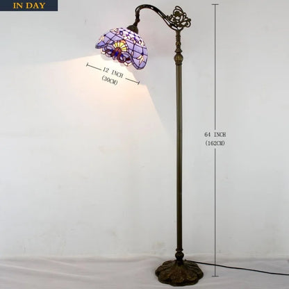 Floor Lamp Style Blue Purple Stained Glass Arched Lamp 12X18X64 Inches