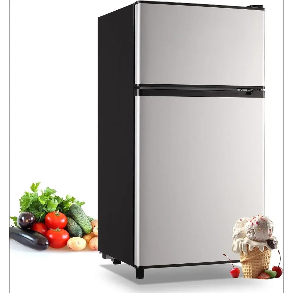 3.5 Cu.Ft Mini Fridge with Freezer, 2 Door Refrigerator with 7 TEMP Modes