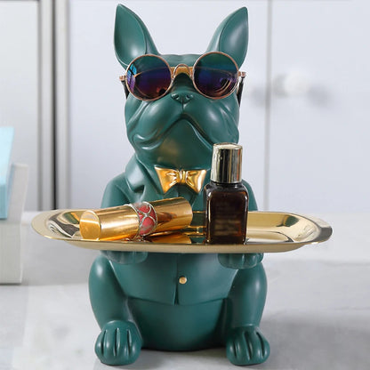 French Bulldog Sculpture Dog Statue Jewelry Storage Table Decoration