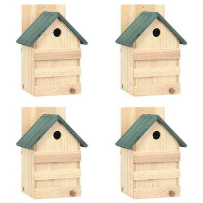 4 Pcs Firwood Bird Houses - 9.1x7.5x13 Outdoor Decor