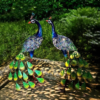 Peacock Decor Garden Statue and Sculpture, Metal Large Birds