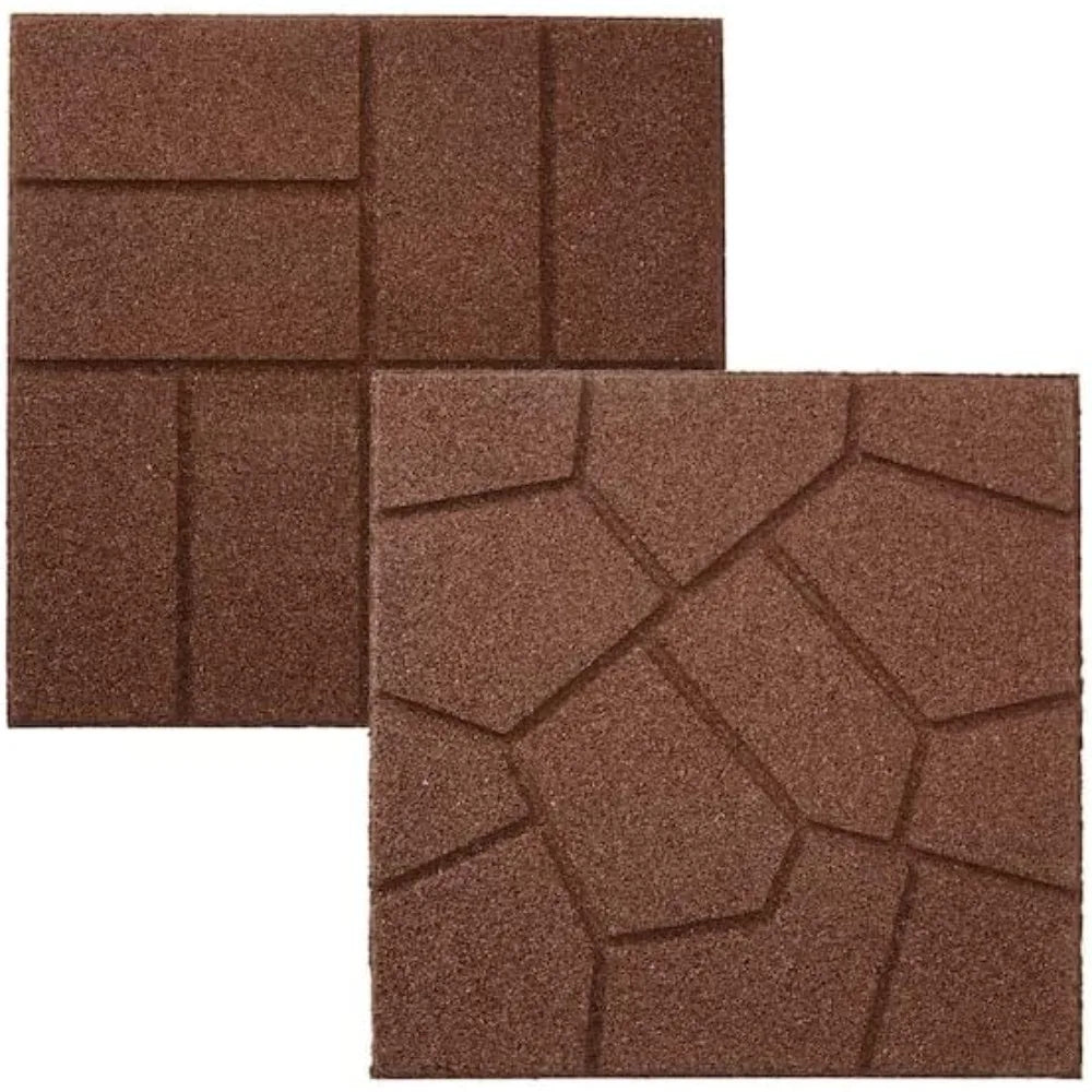 Dual Sided Rubber Paver Tile - 16" X 16" X 3/4" (Brown, 24 Tiles)