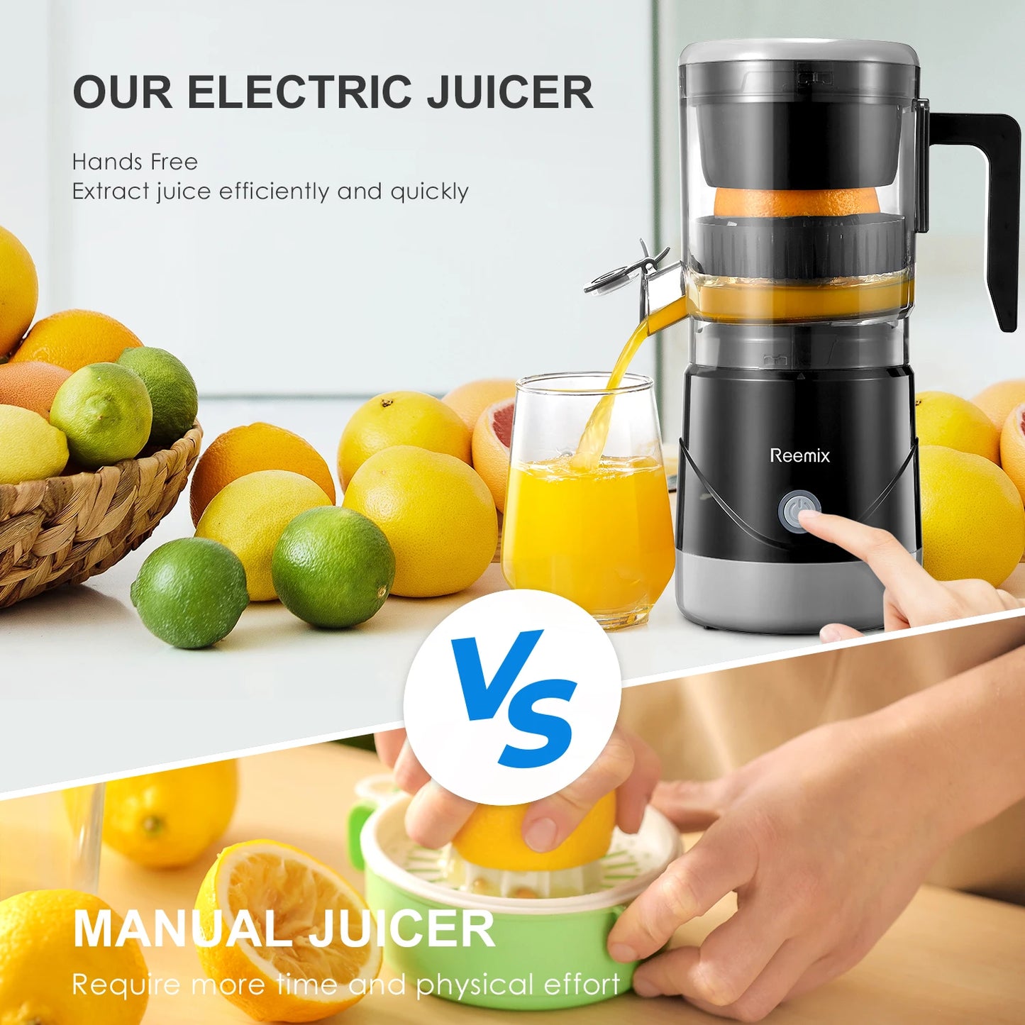 Electric Citrus Juicer, Full-Automatic Orange Juicer Squeezer for Orange, Lemon, Grapefruit