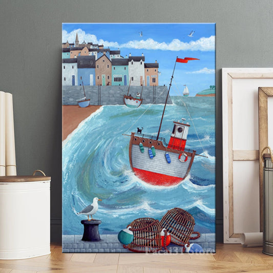 American style Children's Room Canvas Boat and Lighthouse