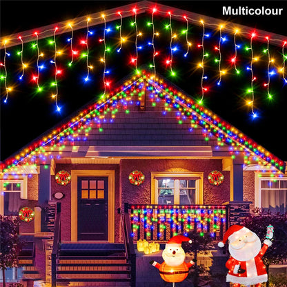 NEW 2024 Christmas Decorations Lights Solar Icicle Curtain Lights 8 Modes