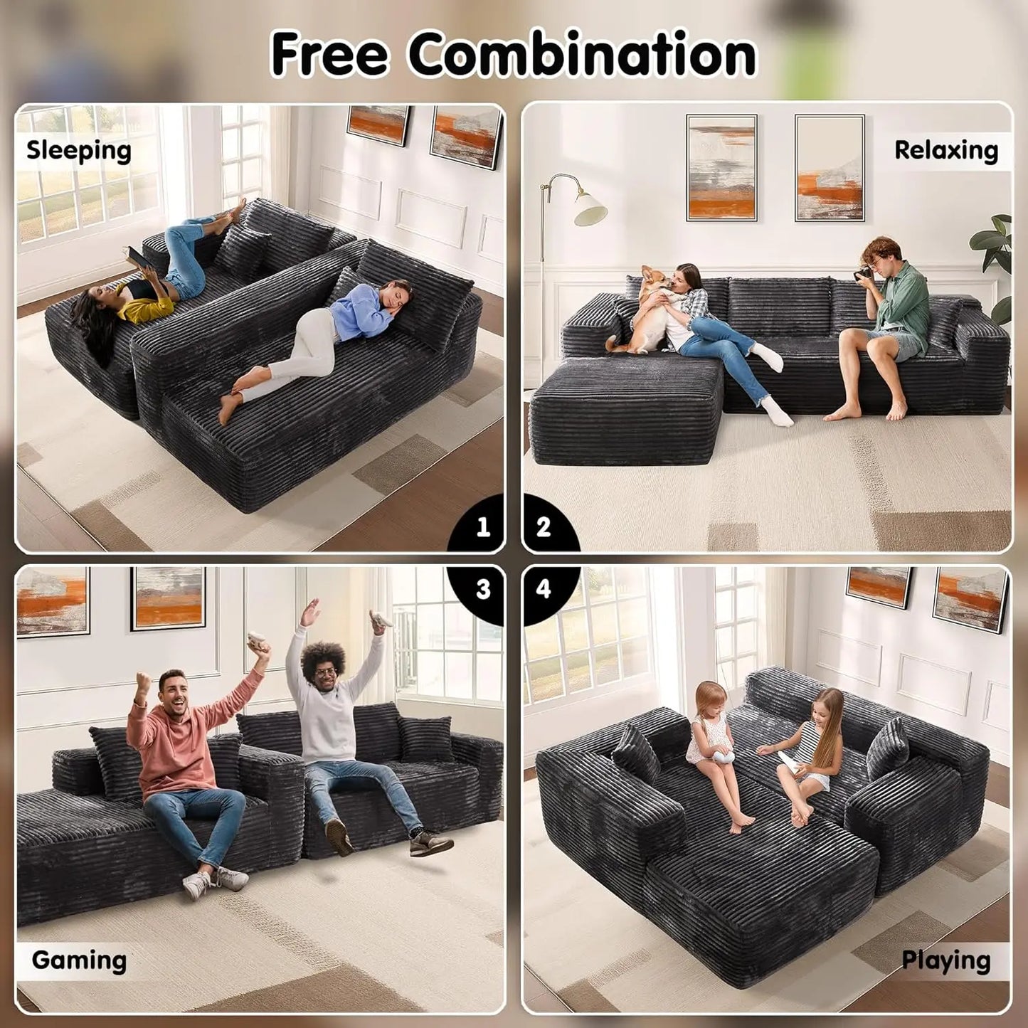 Sectional Couch with L Shape Chaise Modern Modular Sofa