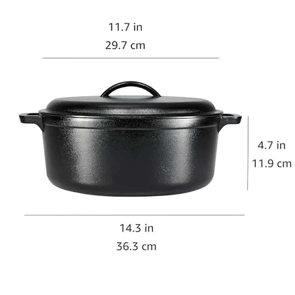 Cast Iron Dutch Oven Pot 7 Quart Pre-Seasoned High Heat Retention