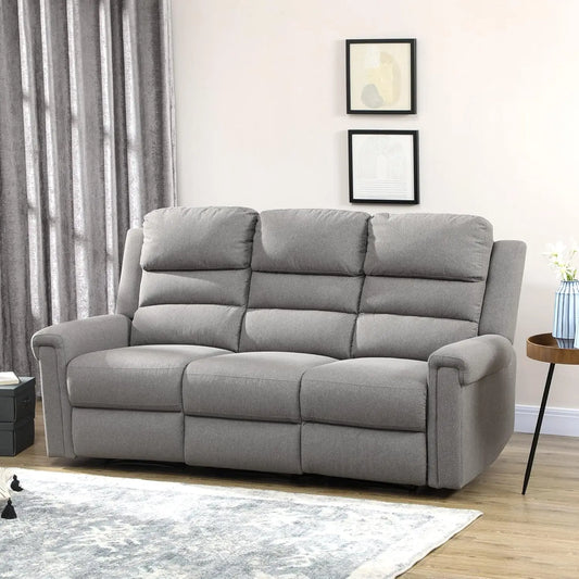 Living Room Sofa 3Seater Recliner Sofa with Manual Pull Tab Fabric